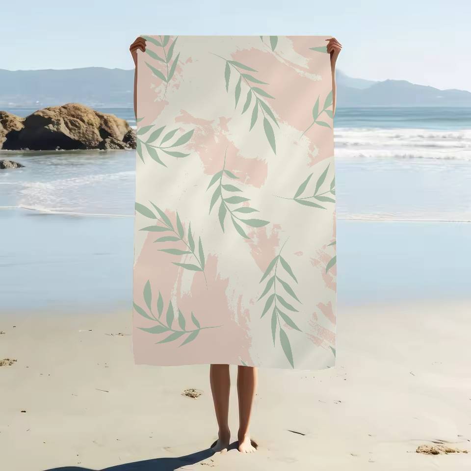 Plant Leaf Pattern Print Microfiber Blanket Quick Drying Beach Towels Oversized Printing Super Absorbent Pool Towel Blanket