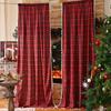 2025New Plaid Pattern Curtains Lace Curtains Rod Tassel Curtains Vintage Red Curtains