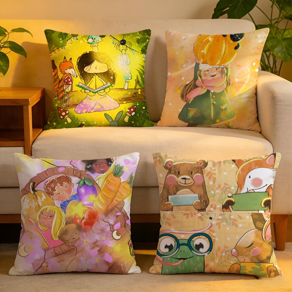 Cushion Cover Linen SkinFriendly Soft Decorative Case For Sofa Home Decor Kwaii Anime Cute MyMymyberries Art Pillow cover
