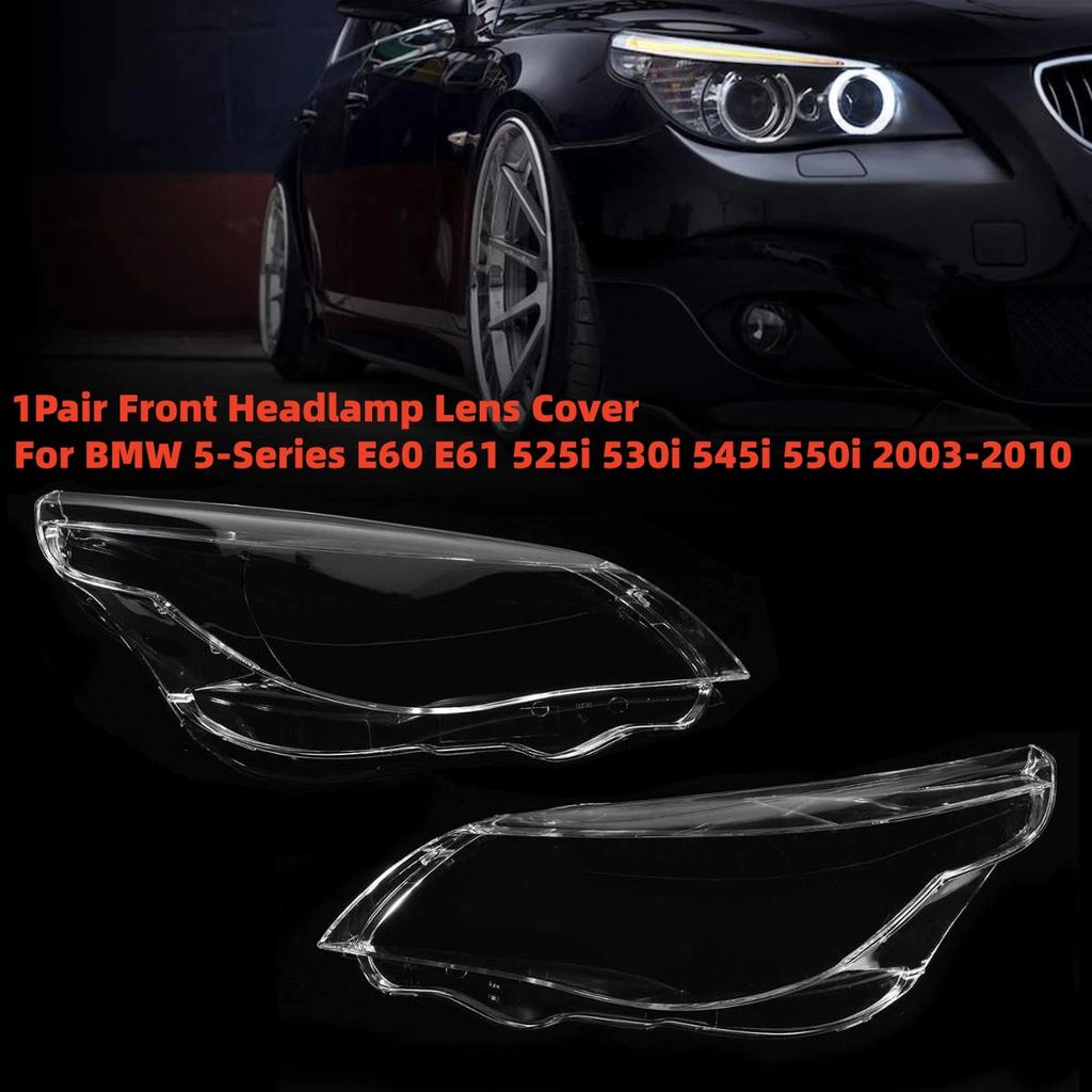 1Pair Front Headlamp Lens Cover For BMW 5-Series M5 E60 E61 525i 530i 545i 550i 2003-2010 Headlight Shell Transparent Lampshade