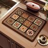 Retro Ethnic Style Draining Mat Quick Dry Anti-Slip Super Absorbent for Kitchen Sink Bathroom Floor Coffee Bar