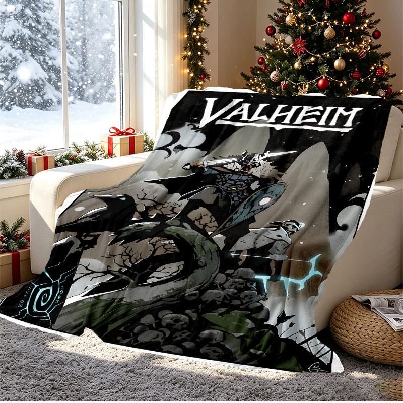 Valheim Pattern Blanket for Home Decoration, Bed, Sofa, Car Travel, Camping, Suitable for All Seasons, Birthday Christmas Gift