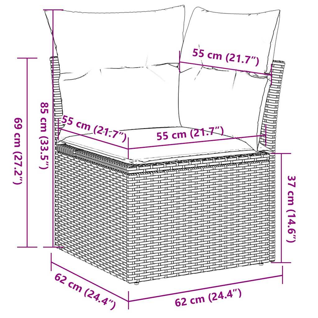 11 Piece Garden Sofa Set with Cushions Black Poly Rattan