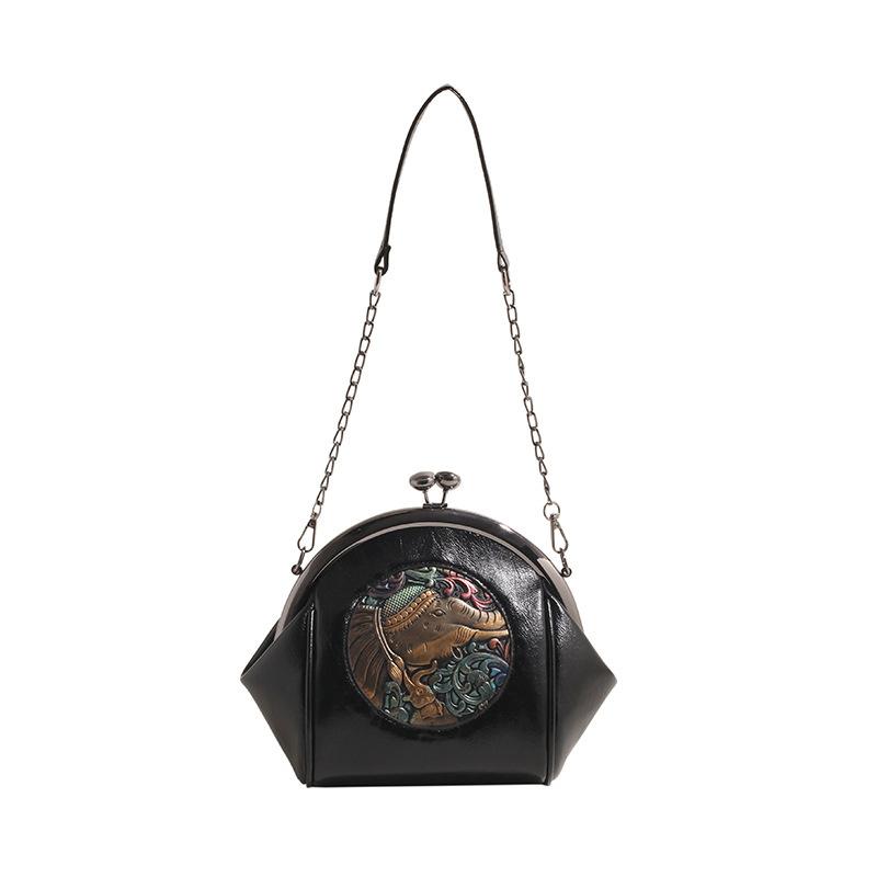 Маленькая женская сумка 2024 года, новая модная сумка с цепочкой и клипсой, вышитая сумка-ракушка, универсальная сумка на одно плечо с косым креплением