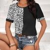 Женская летняя футболка с леопардовым принтом в стиле пэчворк с круглым вырезом и короткими рукавами для женщин