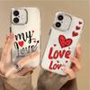Fashion Colorful Love Hearts Print Clear Phone Case For iPhone 16 Pro Max 15 Plus 14 Pro 13 12 11 Plating Lens Protection Soft TPU Shockproof Cover
