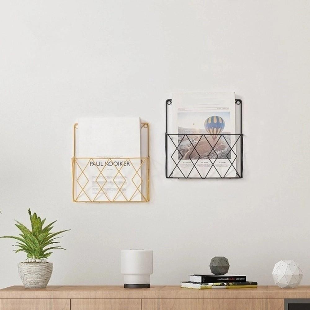 Wall Mounted Book Newspaper Storage Rack Metal Magazine Holder Tabletop Display Stand  for Home