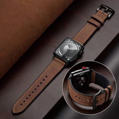 Ремешок для Apple Watch band 44мм 42мм 45мм 49мм 41мм 40 46мм Кожа+Силикон correa браслет iWatch Серия 11 10 9 ultra 8 7 6 SE