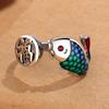 Retro New Blessing ,Koi Ring ,Female Ethnic Style ,National Tide Personality Niche Design Ring 