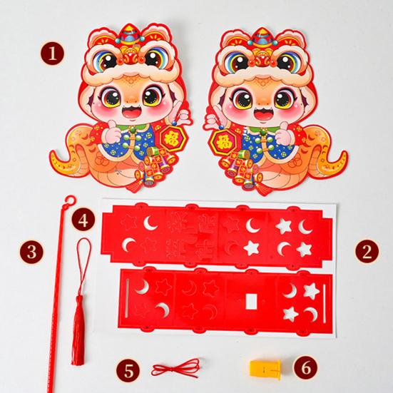 Китайский новогодний фонарь мультфильм змея ручной бумажный фонарь детский набор для самостоятельного изготовления фонарей для домашнего декора по лунному Новому году