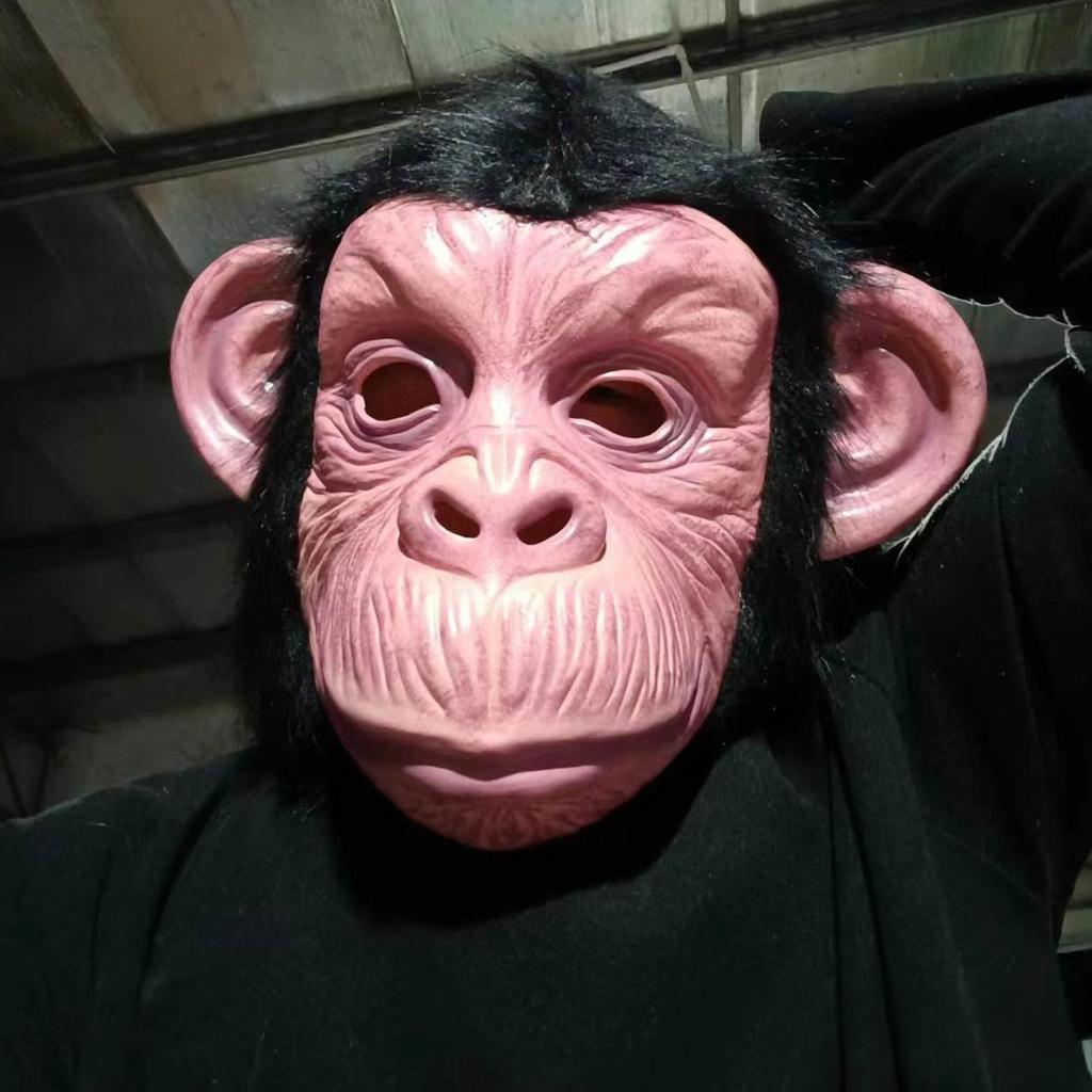 Black Hair Rubber Gorilla Mask Full Face Ape Headgear Latex Monkey Face for Halloween Cosplay Funny Animal Props