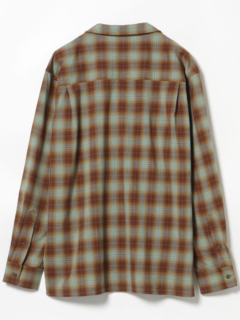 Beams Heart Men's Polyester Rayon Ombre Check Shirt, BRICK Size S