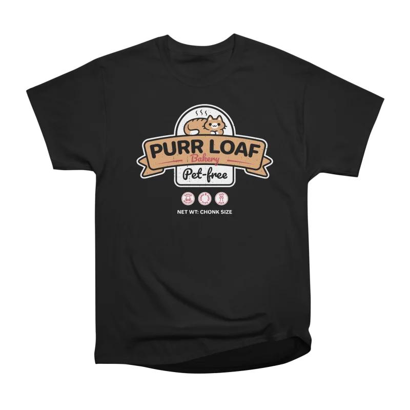 Men Casual Shirts Short Sleeves PURR LOAF BAKERY Tees Oversized T-shirts
