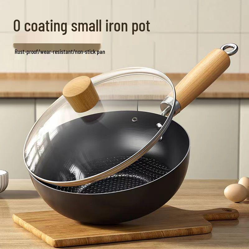 Multi-Use Mini Iron Wok: Non-Stick, Induction & Gas Compatible Flat Bottom Pan for Home & Outdoor Cooking