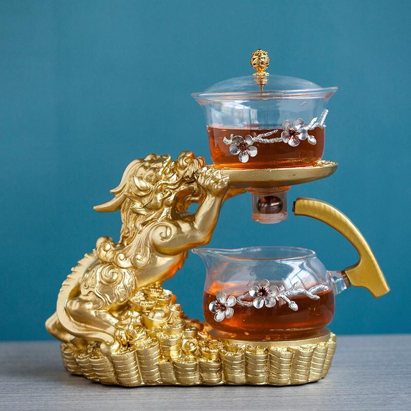 Творческий стеклянный чайный сервиз, автоматический чайник, термостойкий чай кунг-фу, чай для питья, создайте храбрые войска