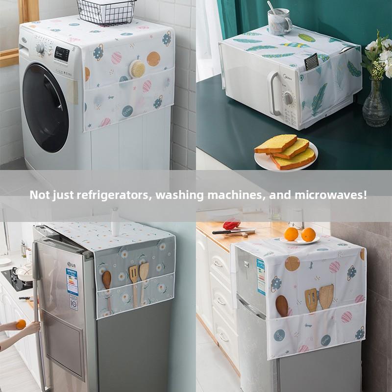 PEVA Refrigerator Cover Dustproof Microwave Dust Cover Waterproof Dustproof Home Single Double Door Fridge Cover