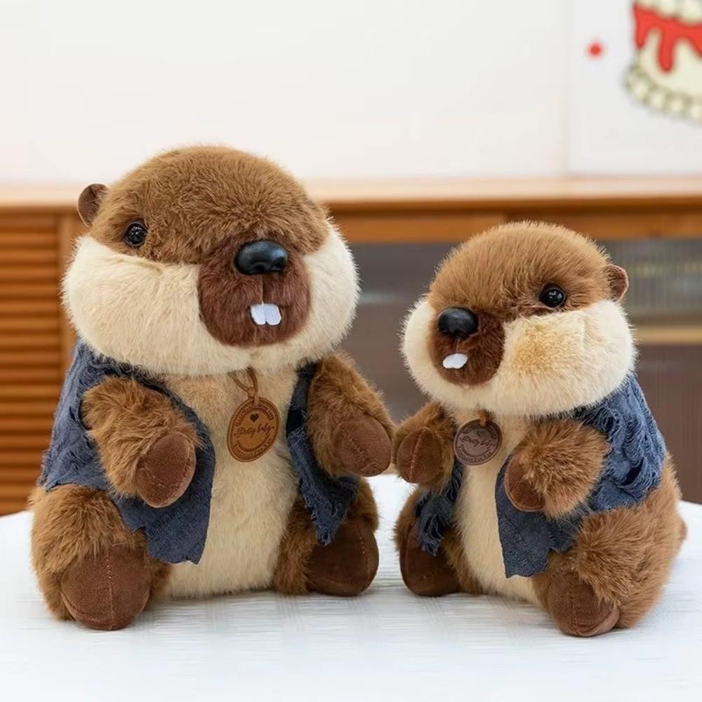 Popular Marmot Plush Toy Soft Vest Marmot Plush Doll Vest Groundhog Plush Doll Home Decor
