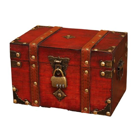 Wooden Storage Box with Lock Large Capacity Multipurpose Decorative Treasure Chest Retro Style Storage Organizer