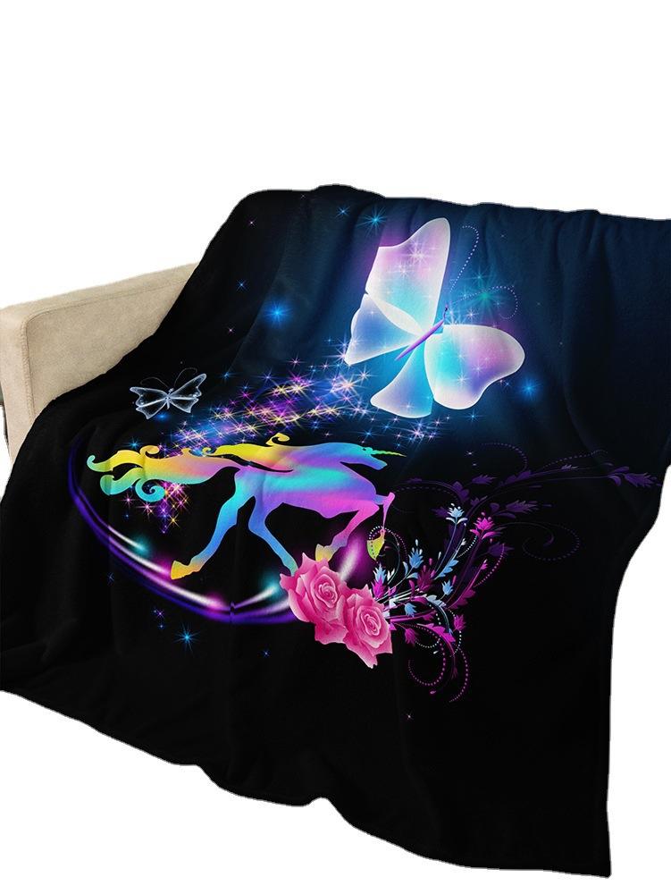 Фланелевое одеяло Животное Единорог Радужное одеяло Одеяло из кристаллического флиса Весна и осень