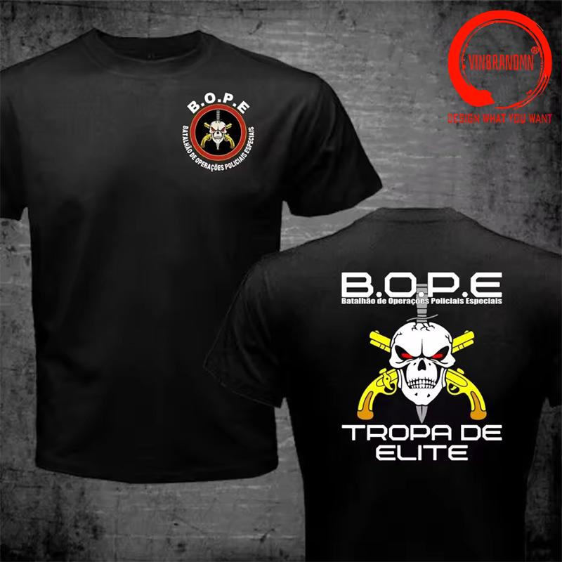 Harajuku Tshirt Brazil Bope Tropa De Elite Brazilian Special Forces Tshirt Unisex Cotton Oneck T Shirt Unisex Hip Hop Tops Tee Shirt