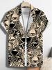 [Print Design – Not Textured] Hawaiian Casual Animal Leopard Print, Men'S Casual Short Sleeve Shirt, Button-Up, Lapel, 1pc Perfect Gift for Men'S