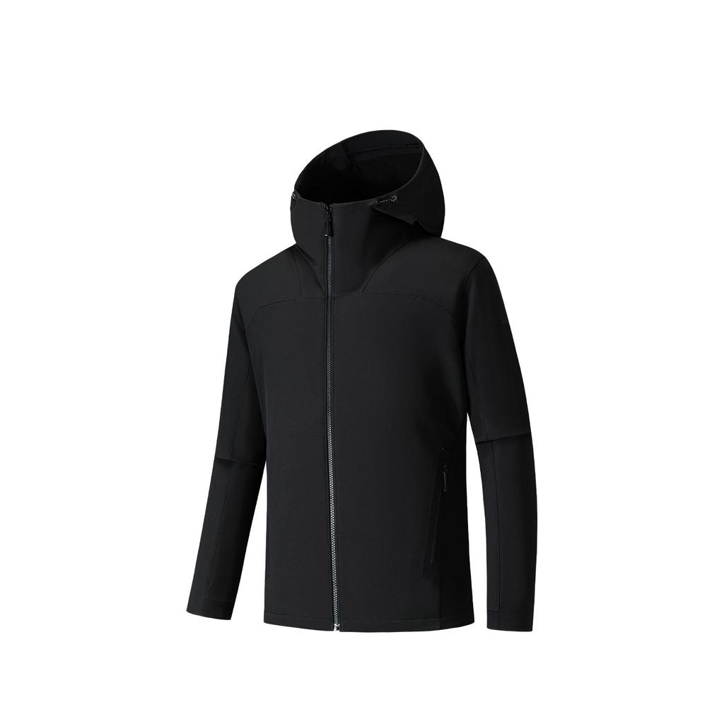 Anta Durable Casual Solid Color Hooded Zipper Versatile Soft Shell Jacket Men Jackets 152540628-2