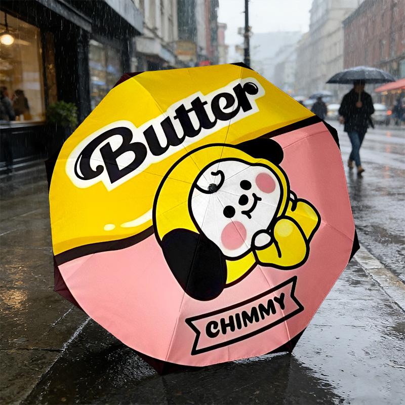 Butter Chimmy 8 Ribs 3Fold Black Glue Uv Protection Umbrella Sun Protection Rainproof Compact Folding Umbrella For Travel Daily Use C924371