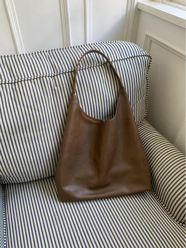 2025 Модная серебристая женская сумка-тоут подмышку в корейском стиле - Универсальная, вместительная летняя наплечная сумка