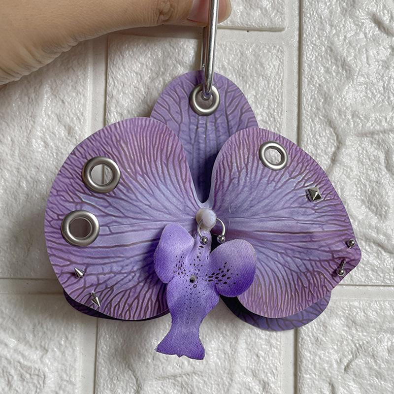 Exquisite Phalaenopsis Orchid Keychain Fashion Simulation Flower Bag Pendant Backpack Decoration Ornaments Accessories Gifts