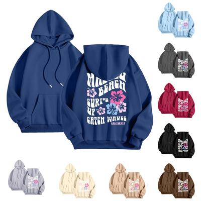 Женская модная толстовка с длинным рукавом, принтом букв, капюшоном, завязками, большим карманом, толстовка сверху