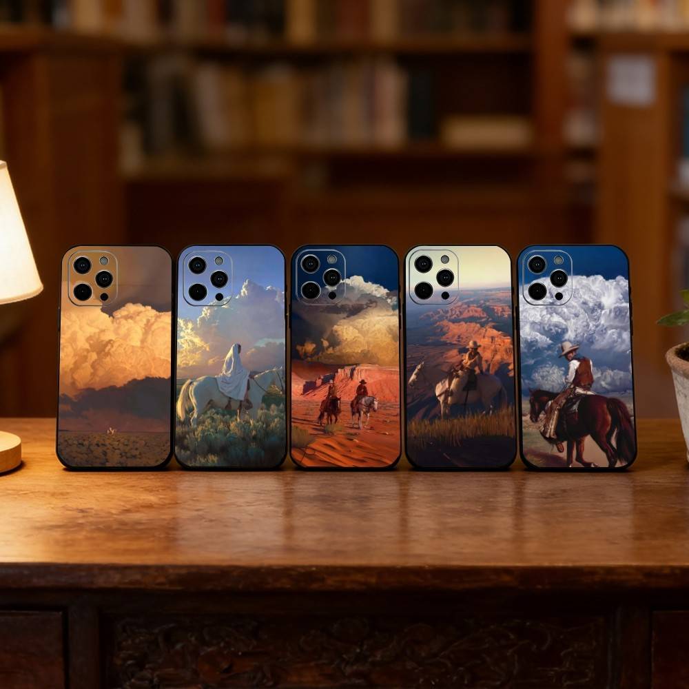 Ковбойский чехол для телефона iPhone 17, 16,15,14,13,12,11 Plus,Pro Max, Другие Мягкий черный чехол