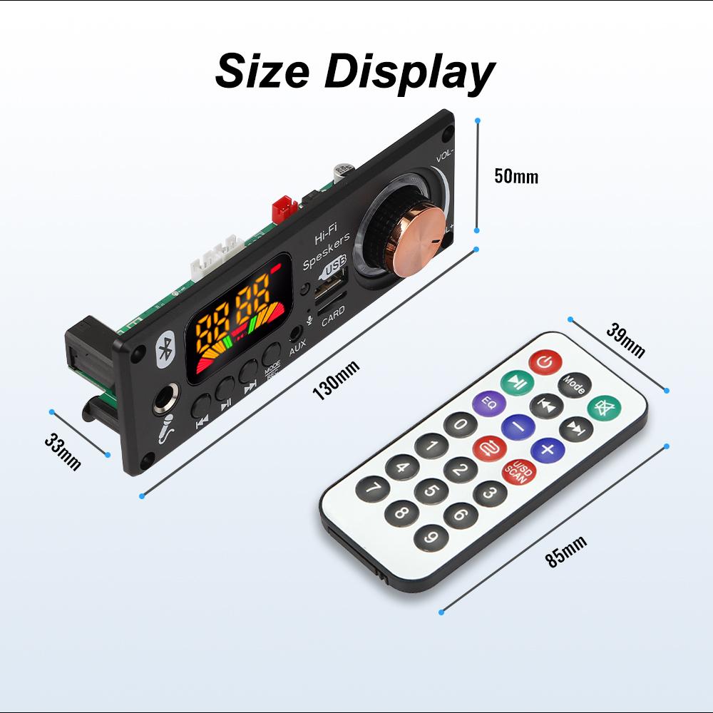 8 В-24 В Bluetooth 5,0 Mp3 декодер плата беспроводной аудиоприемник с микрофоном USB 3,5 мм AUX TF FM радиомодуль