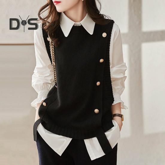 Women Vest Round Neck Solid Color Knitted Vest Fashion Soft Sleeveless Lady Knit Tank Top for Autumn Winter