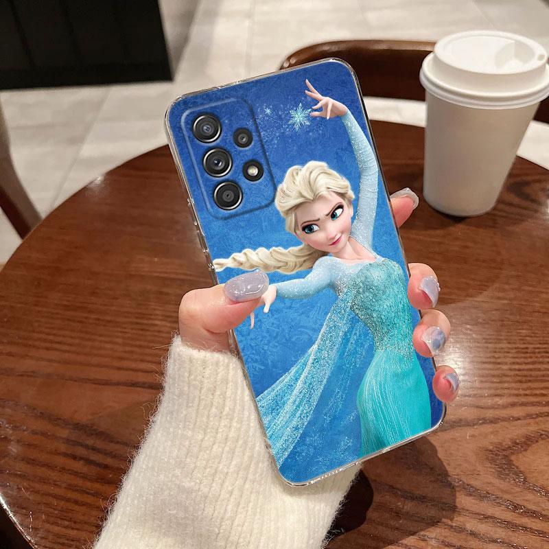 Прозрачный чехол для Samsung Galaxy A57 A37 A56 A36 A55 A54 A35 A26 A07 A17 A16 A06 A34 A15, мягкий чехол с изображением Эльзы из мультфильма «Холодное сердце».