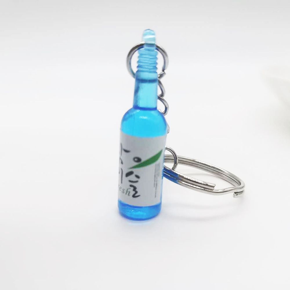 Korean Fashion Drink Soju Bottle Keychain 6 Colors Simulation Resin Beer Wine Trinket Women Keyring Jewelry Travel Gift Souvenir