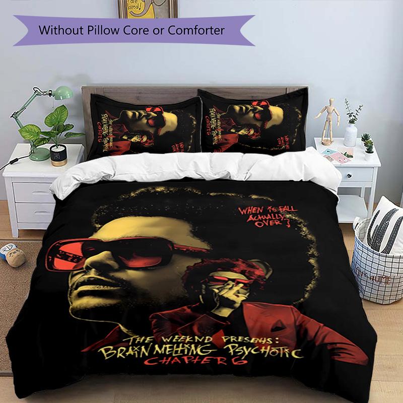 3pcs The Weeknd After Hours pattern bedding set duvet cover set includes duvet cover &pillowcases, perfect all season bedroom decoration & gift
