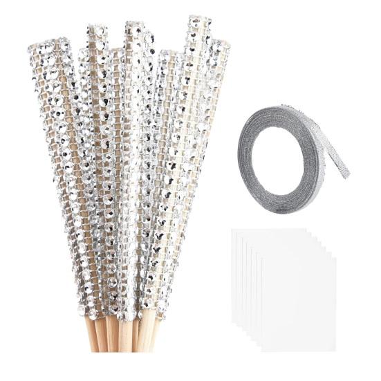 Набор из 24 палочек и мешочков для приготовления конфет из натурального дерева, палочки для карамели со стразами, мешочки для шоколада, набор для самостоятельной выпечки тортов, печенья