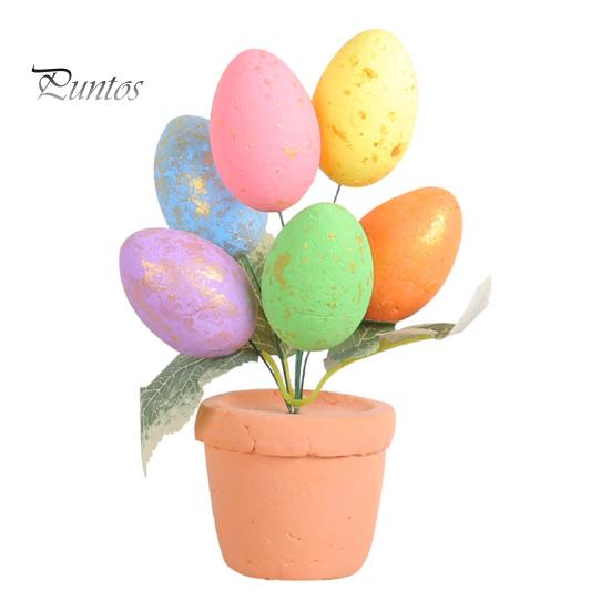 Пасхальное яйцо бонсай красочные имитация пасхального яйца растение в горшке DIY пенопластовые яйца кролика для украшения дома вечерние