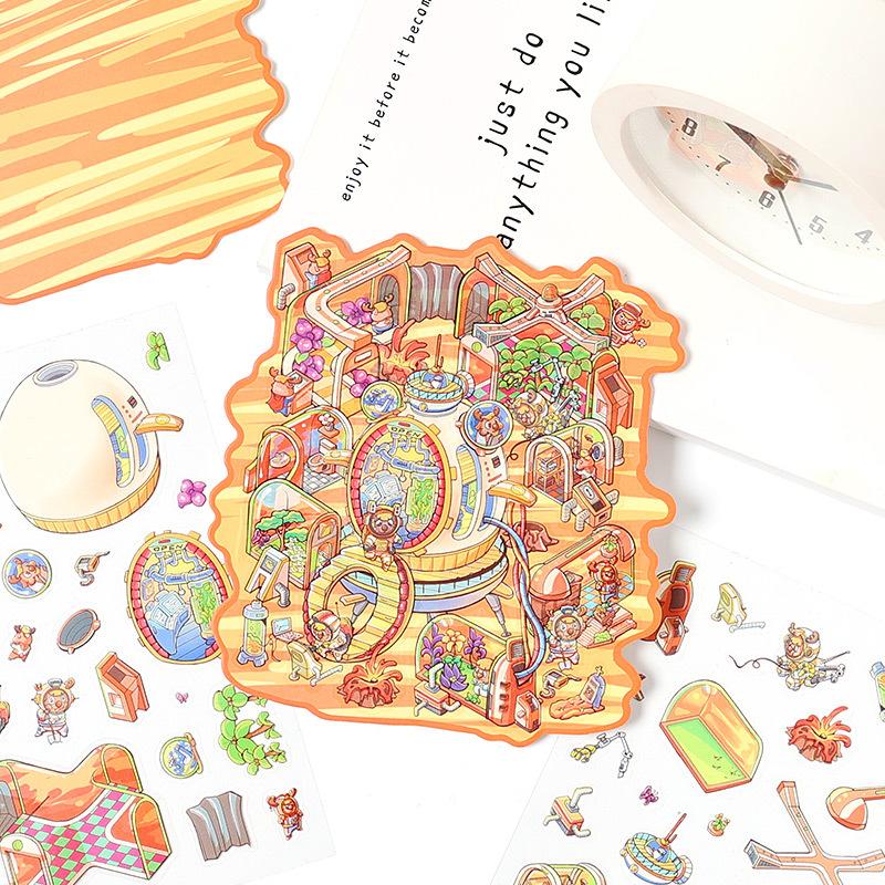 3D Miniaturized scene sticker three-dimensional sticker Adhesive Diy Hand Account Stick Labels Diary Album Scrapbooking material