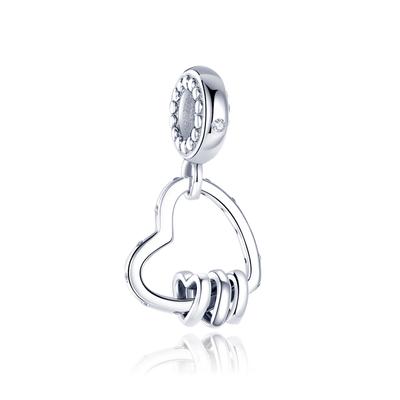 Серебряный кулон в форме сердца, серебряный цвет, подвески в форме сердца к сердцу, бусины, подходят для оригинального брендового браслета, ожерелье, сделай сам, изготовление ювелирных изделий