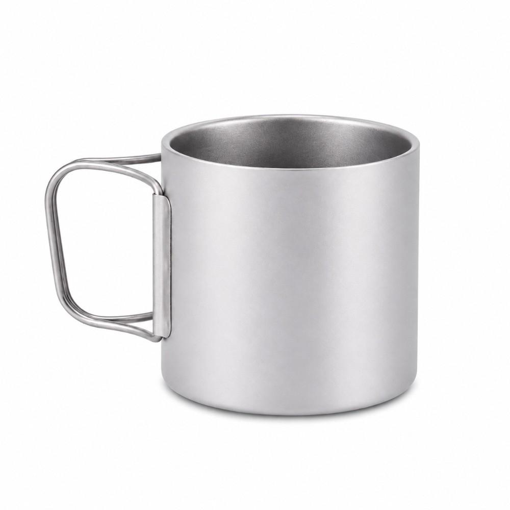 Double Wall Camping Mug Foldable Handle Outdoor Coffeee Bottle Portable Titanium Water Cup Travel