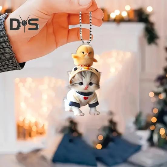 Подвеска в виде кошки, подвесное украшение для автомобиля, реалистичное животное, кошка, зеркало заднего вида, подвесной декор, акриловый автомобильный шарм, подарок на вечеринку и фестиваль для автолюбителей