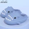 Fashion Shevalues Plush Shark Slippers Women Men Winter Warm Furry  Cotton Slides Cartoon Non-Slip Home Shoes Waterproof Outdoor Shoes