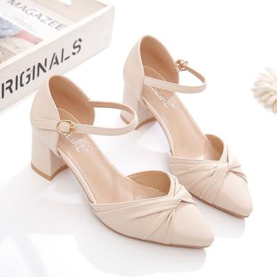 Модные женские босоножки с острым носком, женская обувь, закрытое платье, пряжки, квадратный каблук, полу- или шикарный и элегантный, высококачественный дизайнерский ежедневный