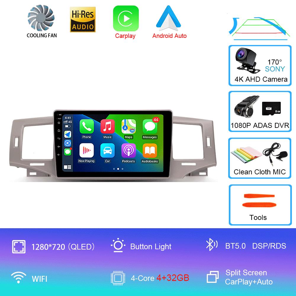 Автомобильный радиоприемник Android 14 Carplay Auto Multimedia Player для Toyota Corolla 9 E120 2004-2006 WIFI+4G Автомагнитола Стерео 2din Головное устройство