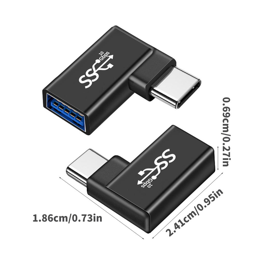 Адаптер USB C - USB, угловой разъем 90 градусов, быстрая зарядка, Plug & Play, USB-конвертер для зарядки, алюминий, ПВХ, для путешествий