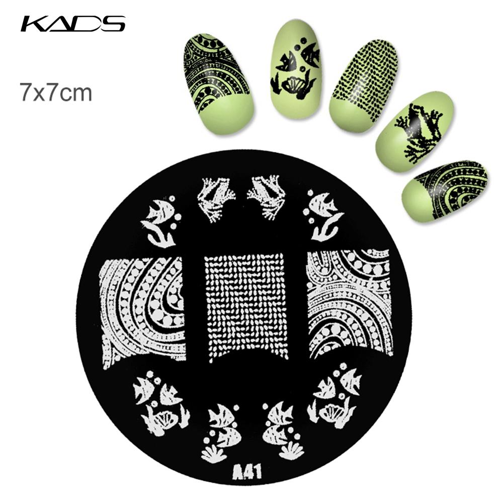 kads 1PC Round Stainless Steel Nail Art Nail Stamping Plates Manicure Stamp DIY for Nail Templates Classic Series Tools