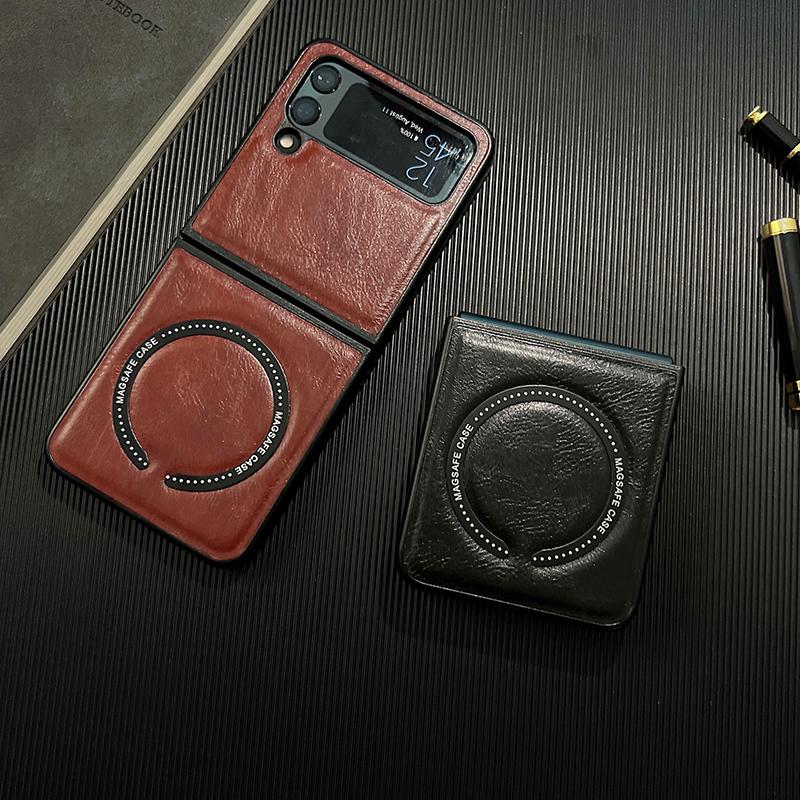 Магнитный кожаный чехол для телефона Samsung Galaxy Z Flip 4 5g Flip 3 Flip4 Flip3 Zflip4, чехол Flip 4, противоударный защитный чехол