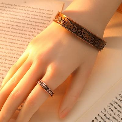 Тисненый Мотоциклетный Открытый Браслет-Кольцо Набор Магнитный Браслет-Кольцо Ретро Тотем Ювелирные Изделия