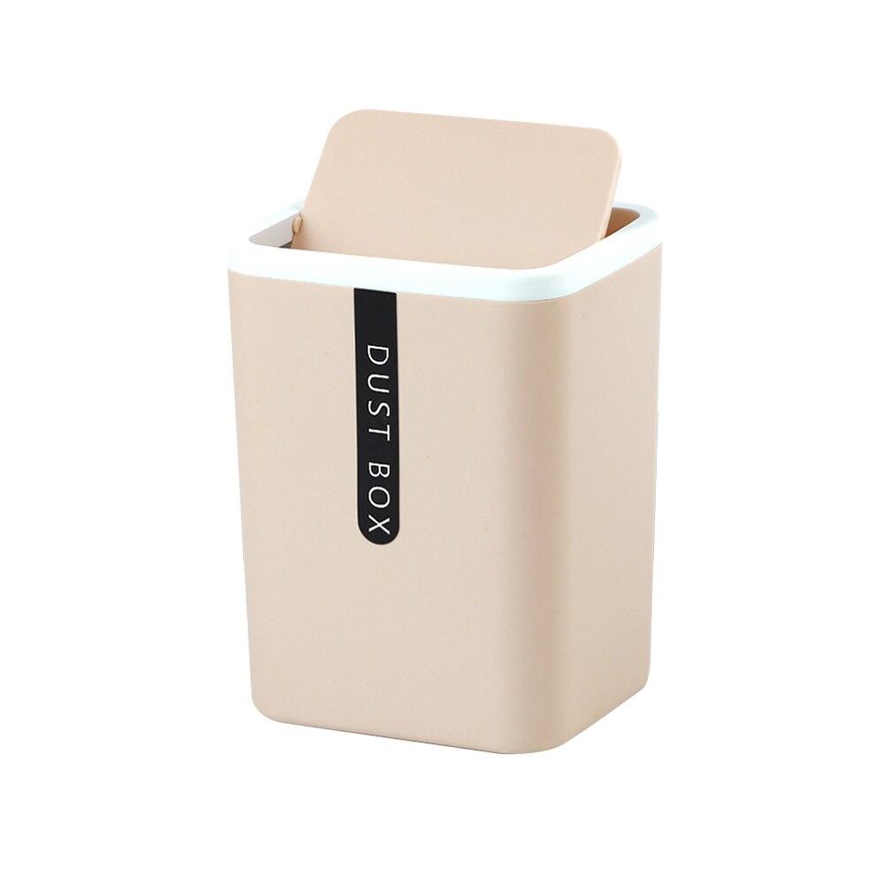 Mini Desktop Trash Can Home Table Plastic Trash Can Office Supplies with Shake Cover Paper Basket Sundries Barrel Box